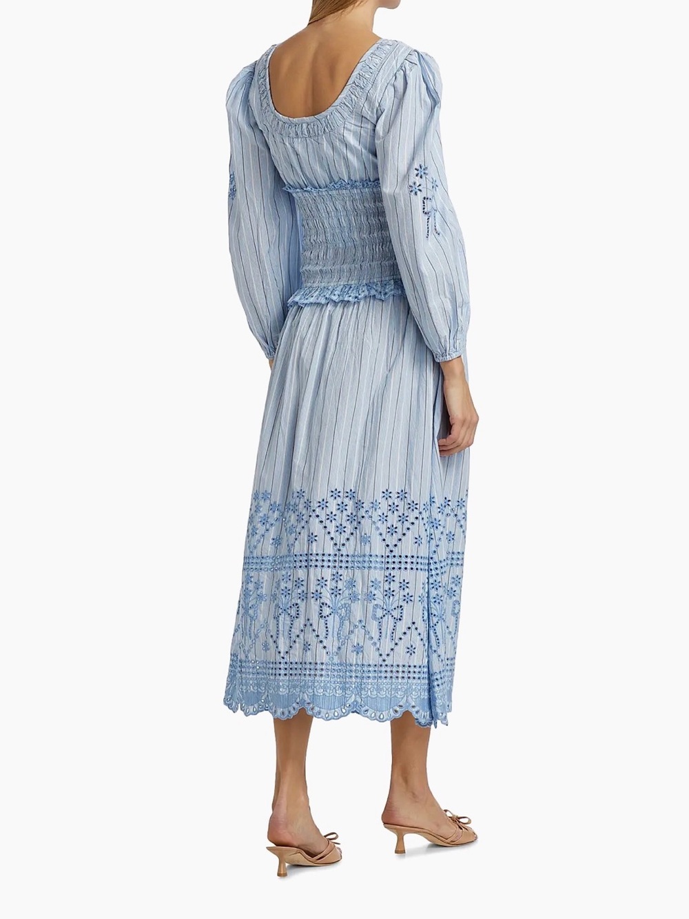 Damson Madder Nola Light Blue Embroidered Midi Dress NWOT - Picture 3 of 12